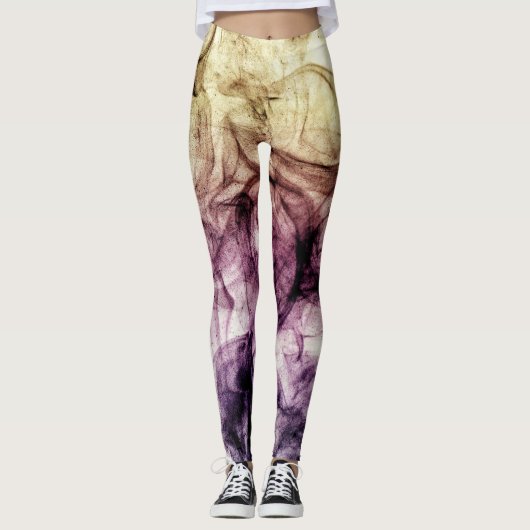 Lila Brown Smoking Dust Abstrakt Leggings (Vorderseite)