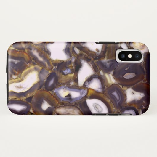 Lila-Brown-White-Agate-Design Case-Mate iPhone Hülle (Rückseite (Horizontal))