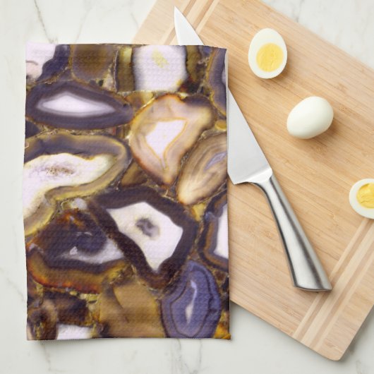 Lila-Brown-White-Agate-Design Geschirrtuch (Viertel Falte)