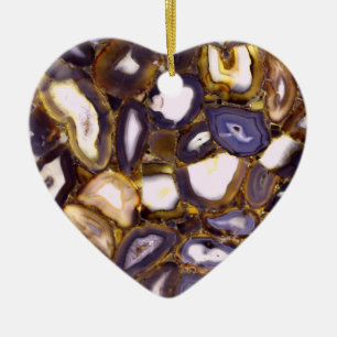 Lila-Brown-White-Agate-Design Keramik Ornament