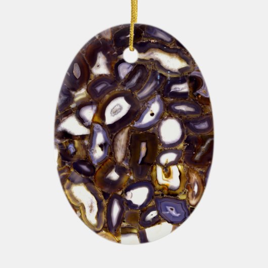 Lila-Brown-White-Agate-Design Keramik Ornament (Vorne)