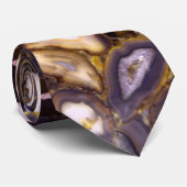Lila-Brown-White-Agate-Design Krawatte (Gerollt)