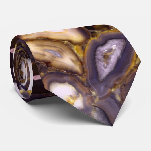Lila-Brown-White-Agate-Design Krawatte (Gerollt)