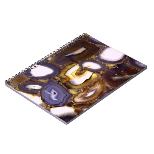 Lila-Brown-White-Agate-Design Notizblock (Linke Seite)