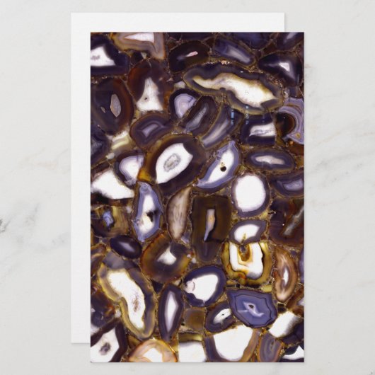 Lila Brown White Agate Steinmuster Briefpapier (Vorne/Hinten)