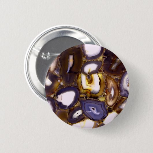 Lila Brown White Agate Steinmuster Button (Vorne & Hinten)