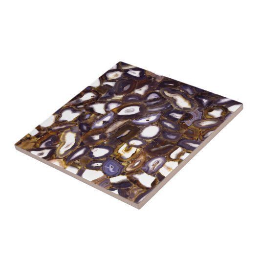 Lila Brown White Agate Steinmuster Fliese (Seite)