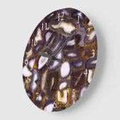 Lila Brown White Agate Steinmuster Große Wanduhr (Winkel)