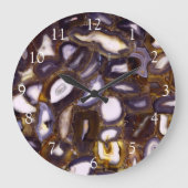 Lila Brown White Agate Steinmuster Große Wanduhr (Vorderseite)