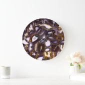 Lila Brown White Agate Steinmuster Große Wanduhr (Zuhause)