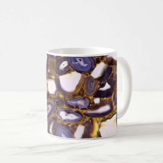 Lila Brown White Agate Steinmuster Kaffeetasse (VorderseiteRechts)
