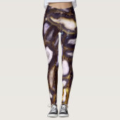 Lila Brown White Agate Steinmuster Leggings (Vorderseite)