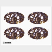 Lila Brown White Agate Steinmuster Ovaler Aufkleber (Blatt)