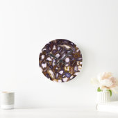 Lila Brown White Agate Steinmuster Runde Wanduhr (Zuhause)