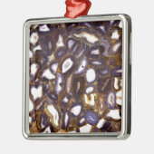 Lila Brown White Agate Steinmuster Silbernes Ornament (Links)