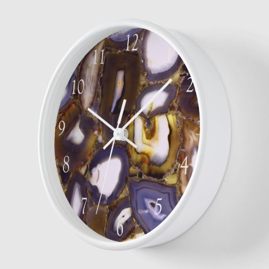 Lila Brown White Agate Stone Geode-Muster Uhr (Winkel)