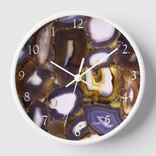 Lila Brown White Agate Stone Geode-Muster Uhr