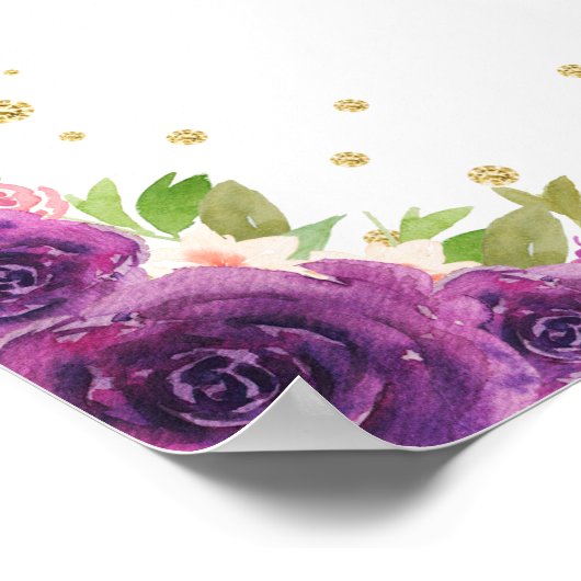 Lila Brünette Geburtstagsparty Poster (Ecke)