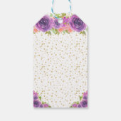 Lila Brünettes Blumenhaar Geburtstag Geschenkanhänger (Rückseite)