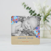 Lila Bubbly Circles Baby Boy Birth Ankündigung (Stehend Vorderseite)