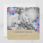 Lila Bubbly Circles Baby Boy Birth Ankündigung (Vorderseite)