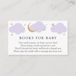Lila Bücher für Baby Mond und Sterne Einlegekarte Begleitkarte