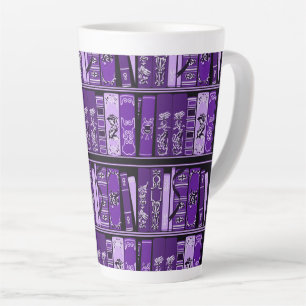 Lila Bücherregale Vintage-Bücher Latte-Mug Milchtasse
