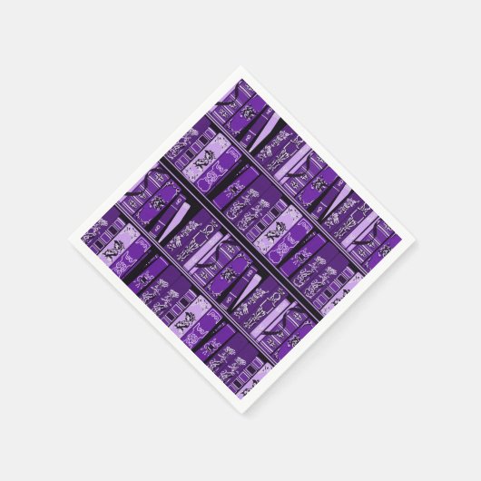 Lila Bücherregale Vintage Bücher Serviette (Ecke)