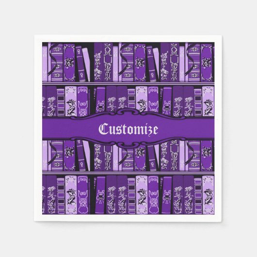 Lila Bücherregale Vintage Bücher Serviette (Vorderseite)