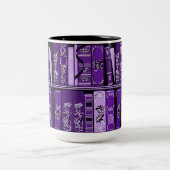 Lila Bücherregale Vintage Bücher   Zweifarbige Tasse (Mittel)