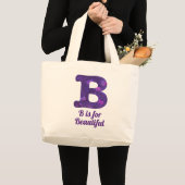 Lila Buchstabe B ist für schöne Monogramm Jumbo Stoffbeutel (Vorderseite (Produkt))