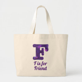Lila Buchstabe F für Friend Monogram Jumbo Stoffbeutel