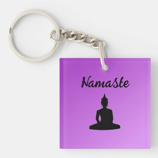 Lila Buddha Namaste Schlüsselanhänger (Vorderseite)