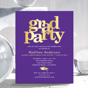 Lila Budget Gold Grade Cap Modernes Party laden