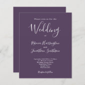 Lila Budget Moderne Drehbuchhochzeit Einladung (Vorne/Hinten)