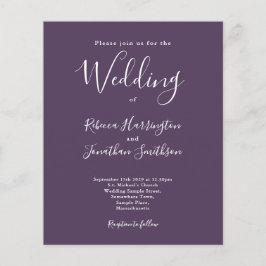 Lila Budget Moderne Drehbuchhochzeit Einladung