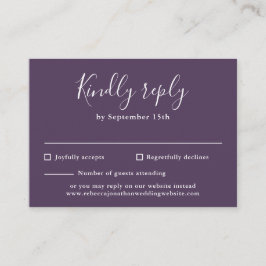 Lila Budget Moderne Script-Wedding RSVP-Karte Begleitkarte