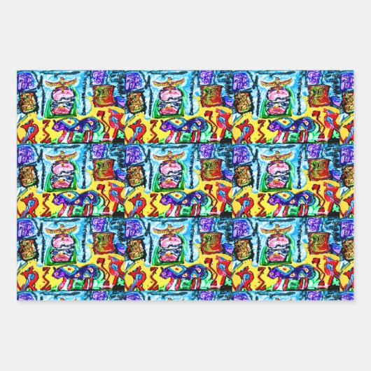 LILA BUFFALO-GIFT-WRAP - 3 SCHUHE SIND INBEGRIFFEN GESCHENKPAPIER SET (Vorderseite 3)