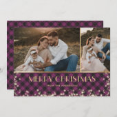 Lila Buffalo Kariert Gold Foto Weihnachten (Vorne/Hinten)