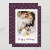 Lila Buffalo Kariert Snow Foto Feiertagskarte (Vorne/Hinten)