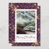 Lila Buffalo Karierte Weihnachtskarten Feiertagskarte (Vorne/Hinten)