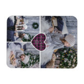 Lila Buffalo Kariertes Herz Foto Frohe Weihnachten Magnet (Horizontal)