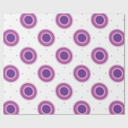 Lila Bullseye-Target-Polka-Dot-Round-Circles Geschenkpapier (Flach)