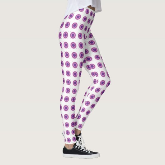 Lila Bullseye-Target-Polka-Dot-Round-Circles Leggings (Rechts)