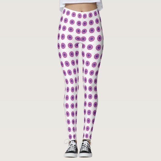 Lila Bullseye-Target-Polka-Dot-Round-Circles Leggings (Vorderseite)