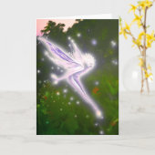 Lila Bündel-Fee - Gruß-Karte Karte (Gelbe Blume)