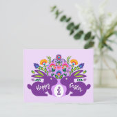 Lila Bunnies mit eigenem Folklore-Touch Postkarte (Stehend Vorderseite)