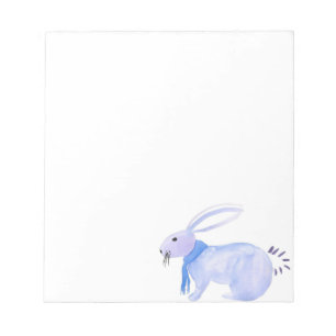 Lila Bunny im blauen Scara Notizblock