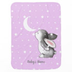 Lila Bunny Moon Stars Baby Blanket