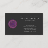 Lila bunter BlumenMandala Visitenkarte (Rückseite)